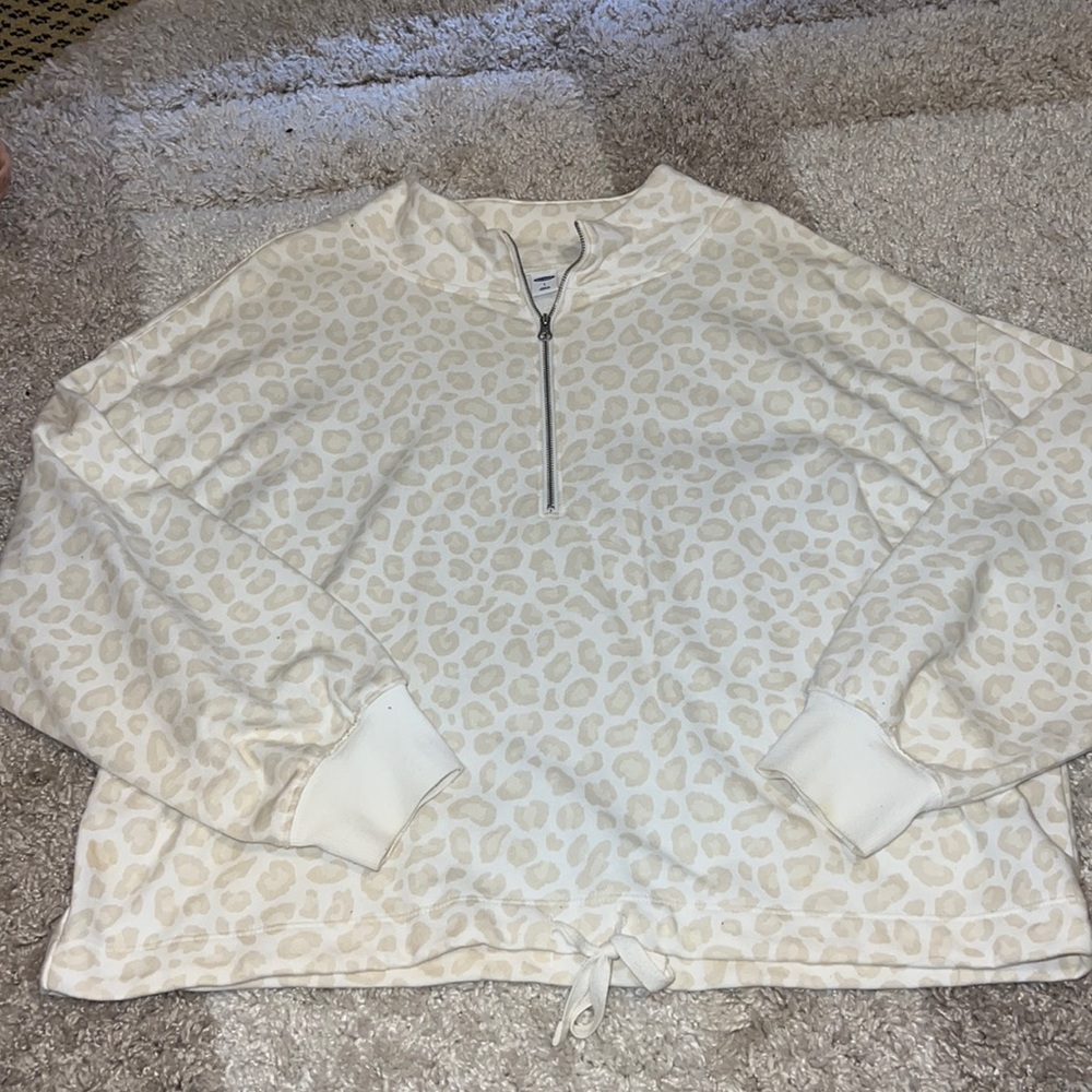 Cream cheetah quarter zip